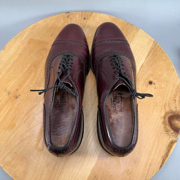 Allen Edmonds Strand Mens Size 10.5 B Burgundy Leather Cap Toe Oxford Shoes USA - Picture 5 of 10